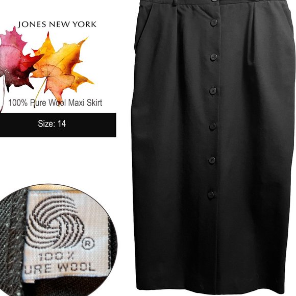 Jones of New York - Maxi Skirt 100% Pure Wool - Picture 1 of 8